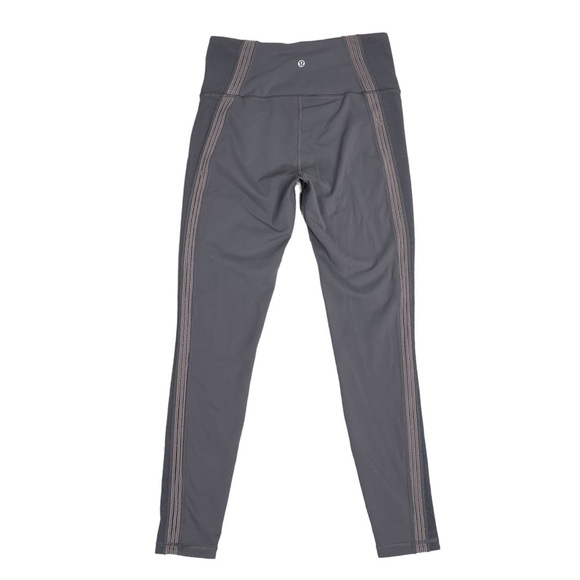 Lululemon Leggings 8 Power Lines Pant 28" Titanium Dark Chrome Gray Mesh Detail - Picture 5 of 11
